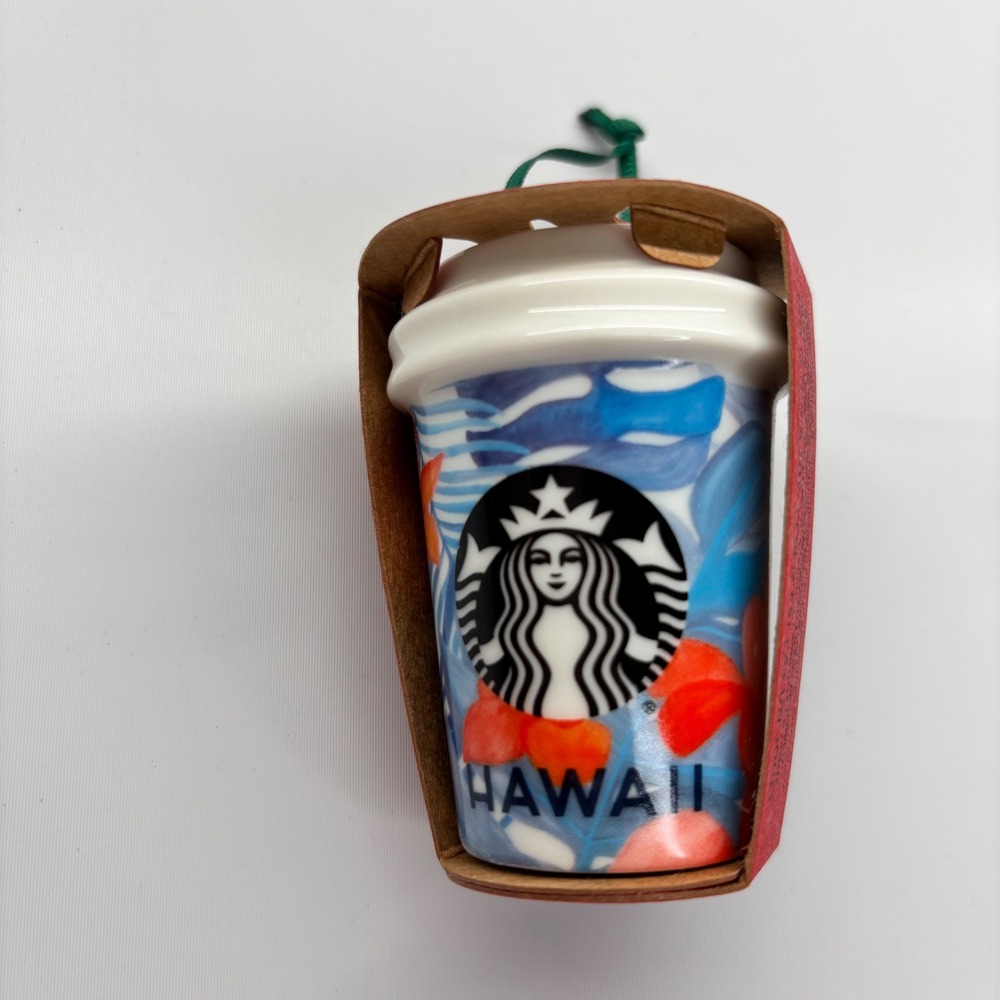 Starbucks Hawaii Ornament Blue Floral Ceramic Cup‎ 2015